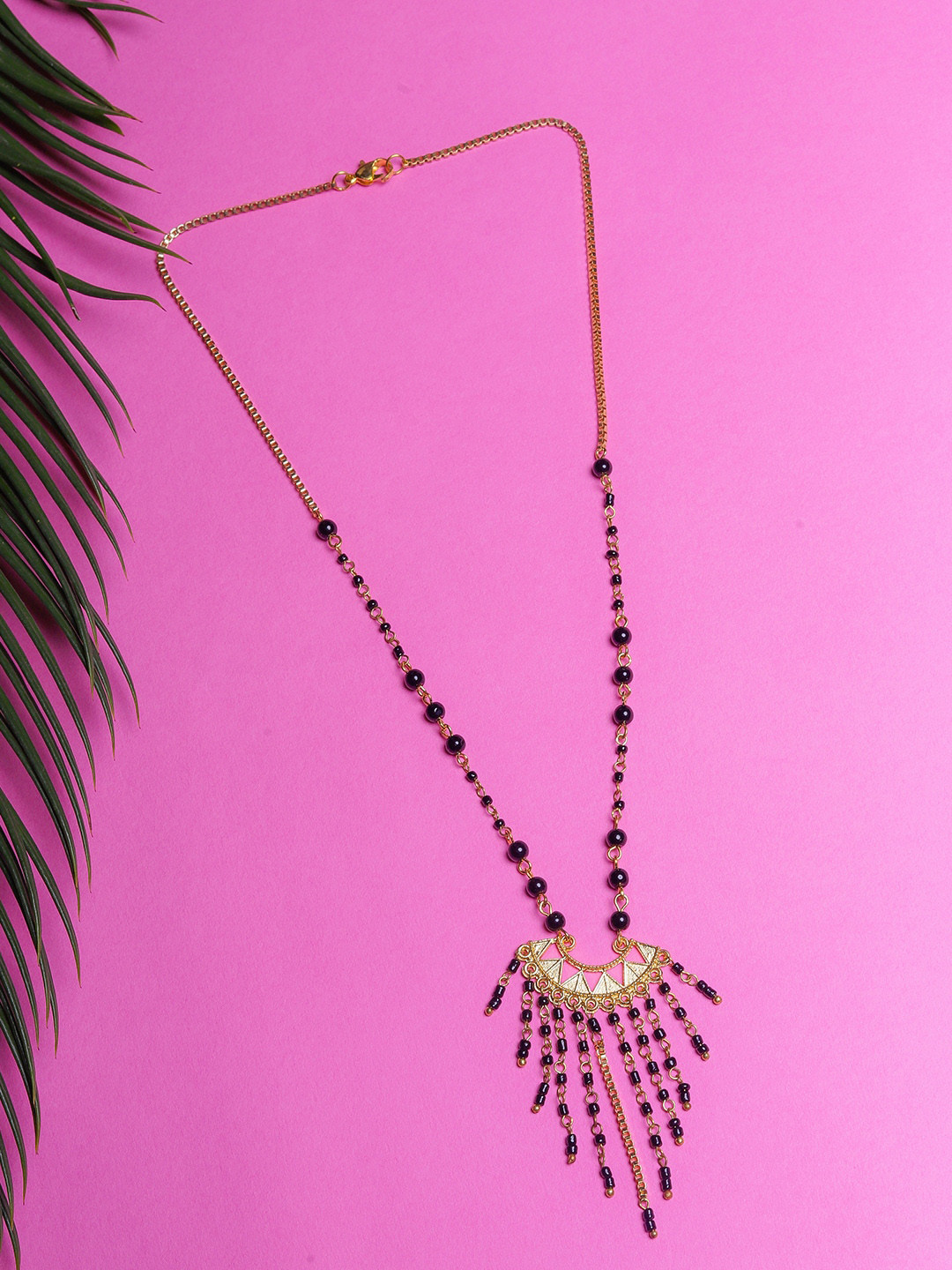 

DIVA WALK Gold-Plated Black Beaded Mangalsutra