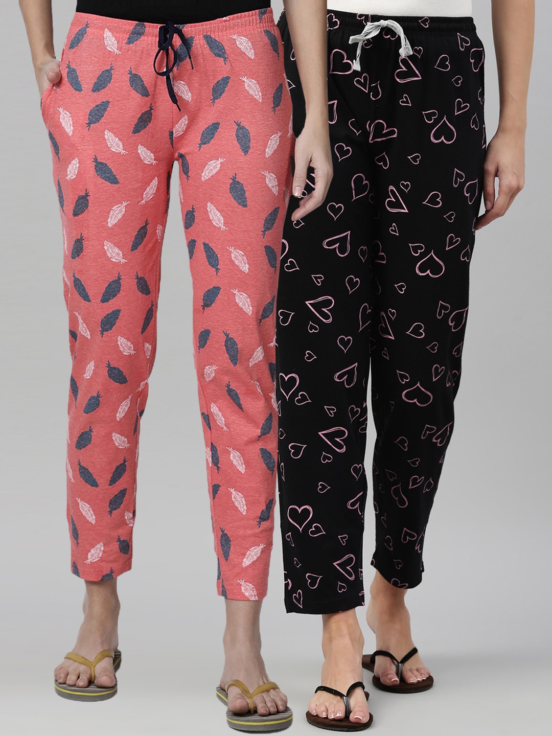 

Kryptic Women Orange & Black Pack Of 2 Cotton Lounge Pants