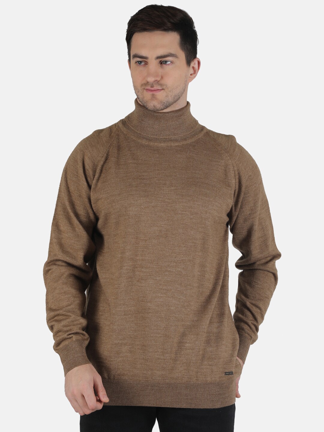 

Monte Carlo Men Khaki Solid Wool Blend Pullover