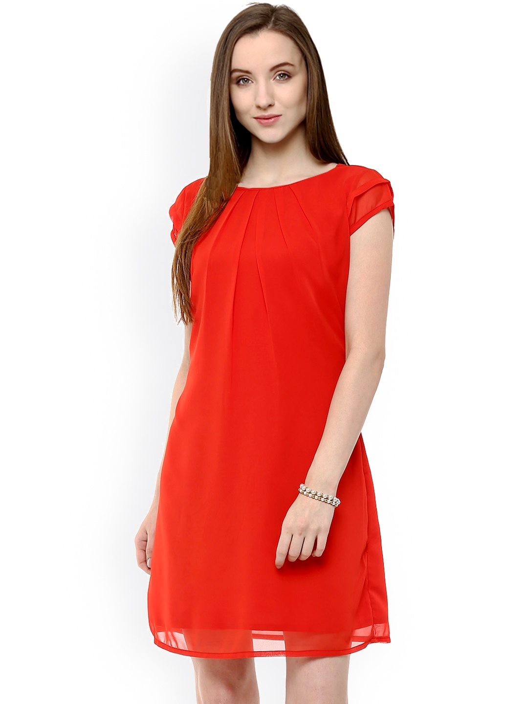 

Zima Leto Women Red Solid A-Line Dress