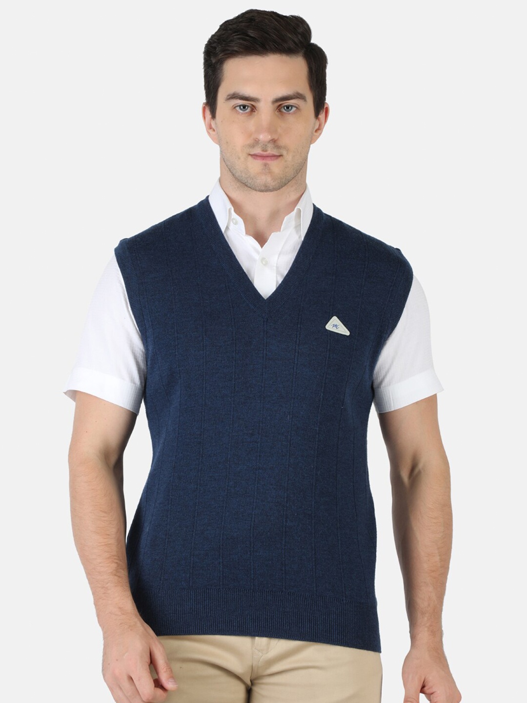

Monte Carlo Men Navy Blue Pure Wool Sweater Vest