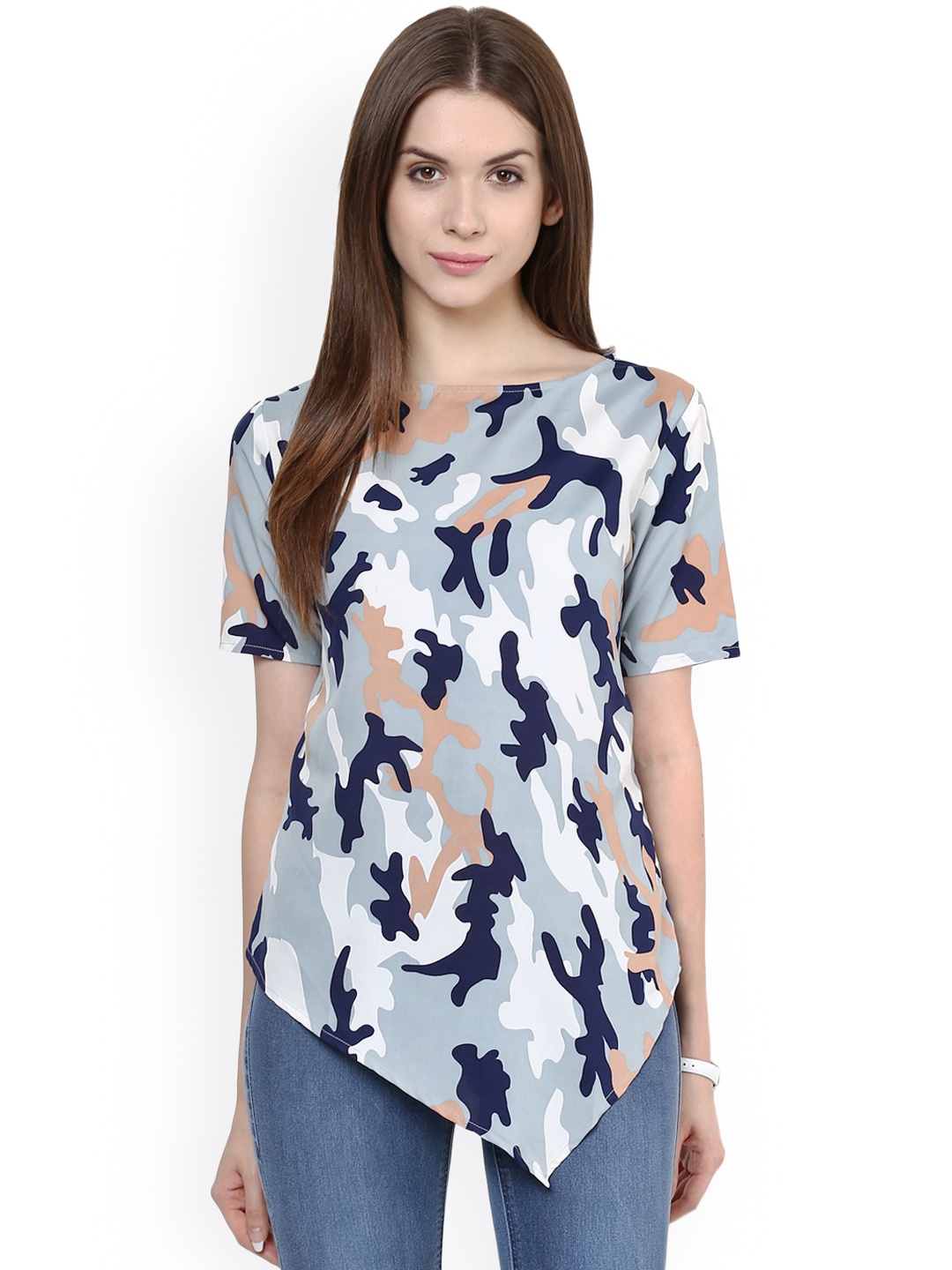 

Zima Leto Women Blue Printed Top