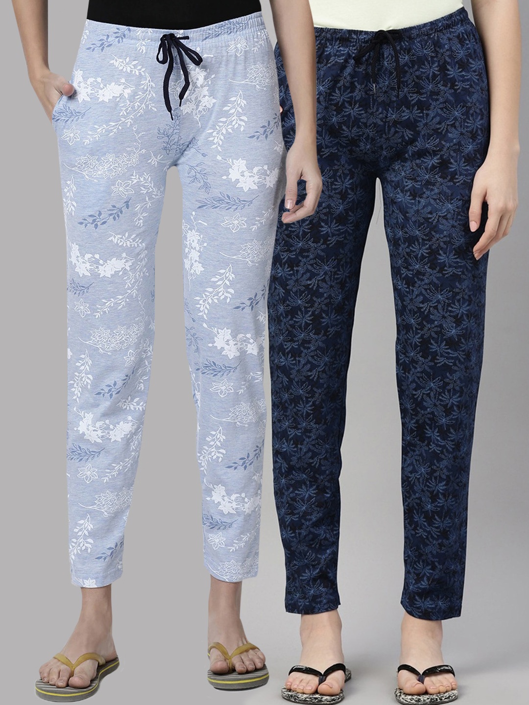 

Kryptic Woman Pack of 2 Blue 100% Cotton Printed Lounge Pants