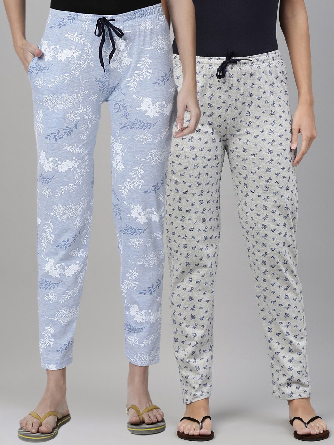 

Kryptic Woman Pack of 2 Blue & Grey 100% Cotton Printed Lounge Pants