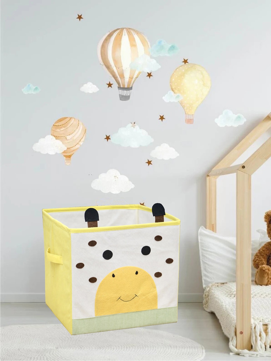 

Kids Clan Cream & Yellow Giraffe Printed Super Strong Cotton Storage Bag