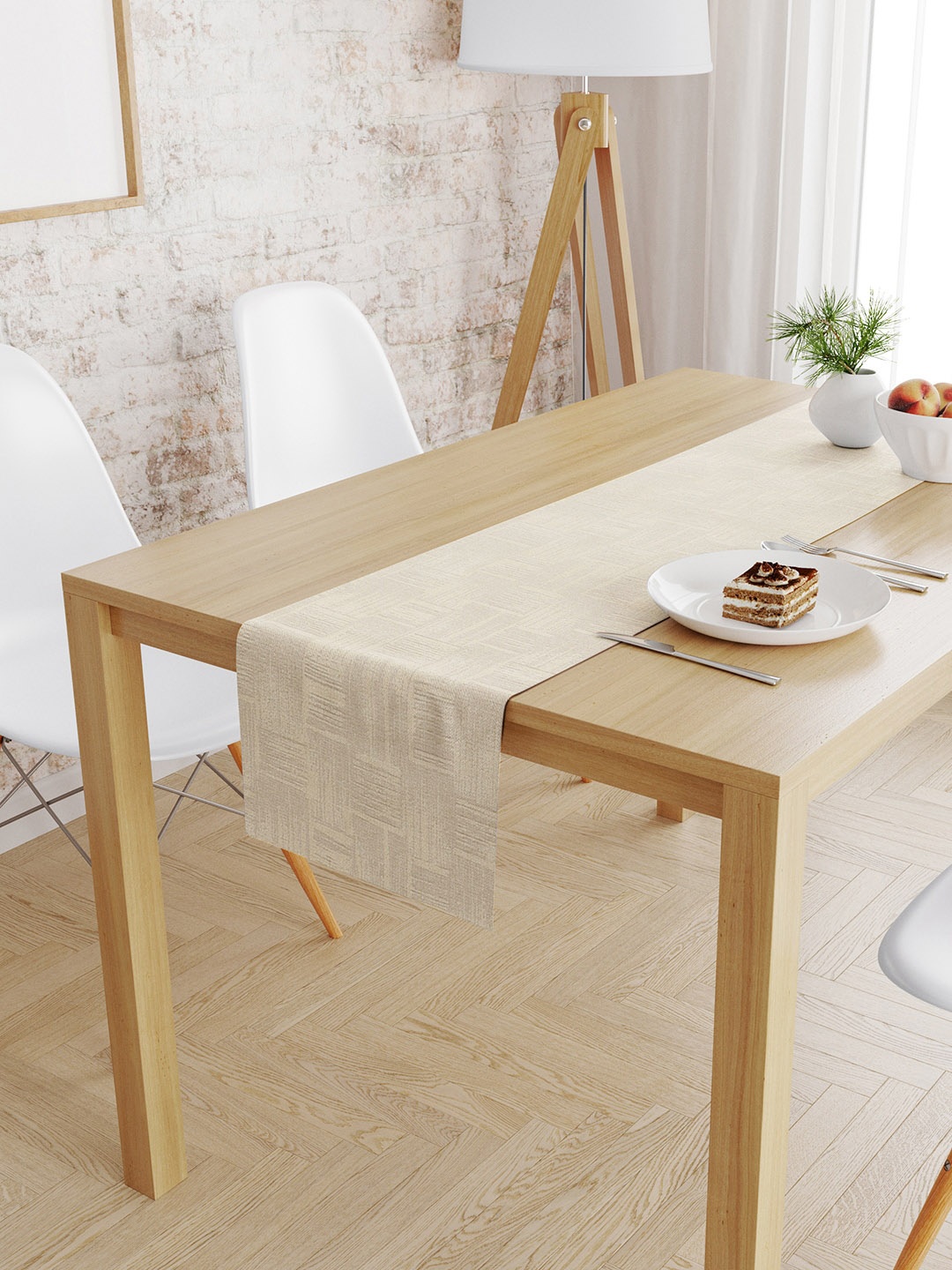 

S9home by Seasons Off White Geometric 6 Seater Table Runner