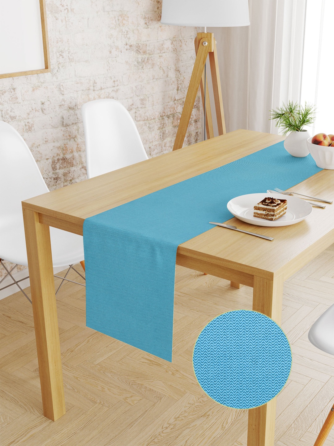 

S9home by Seasons Turquoise Blue Solid 6 Seater Table Runner