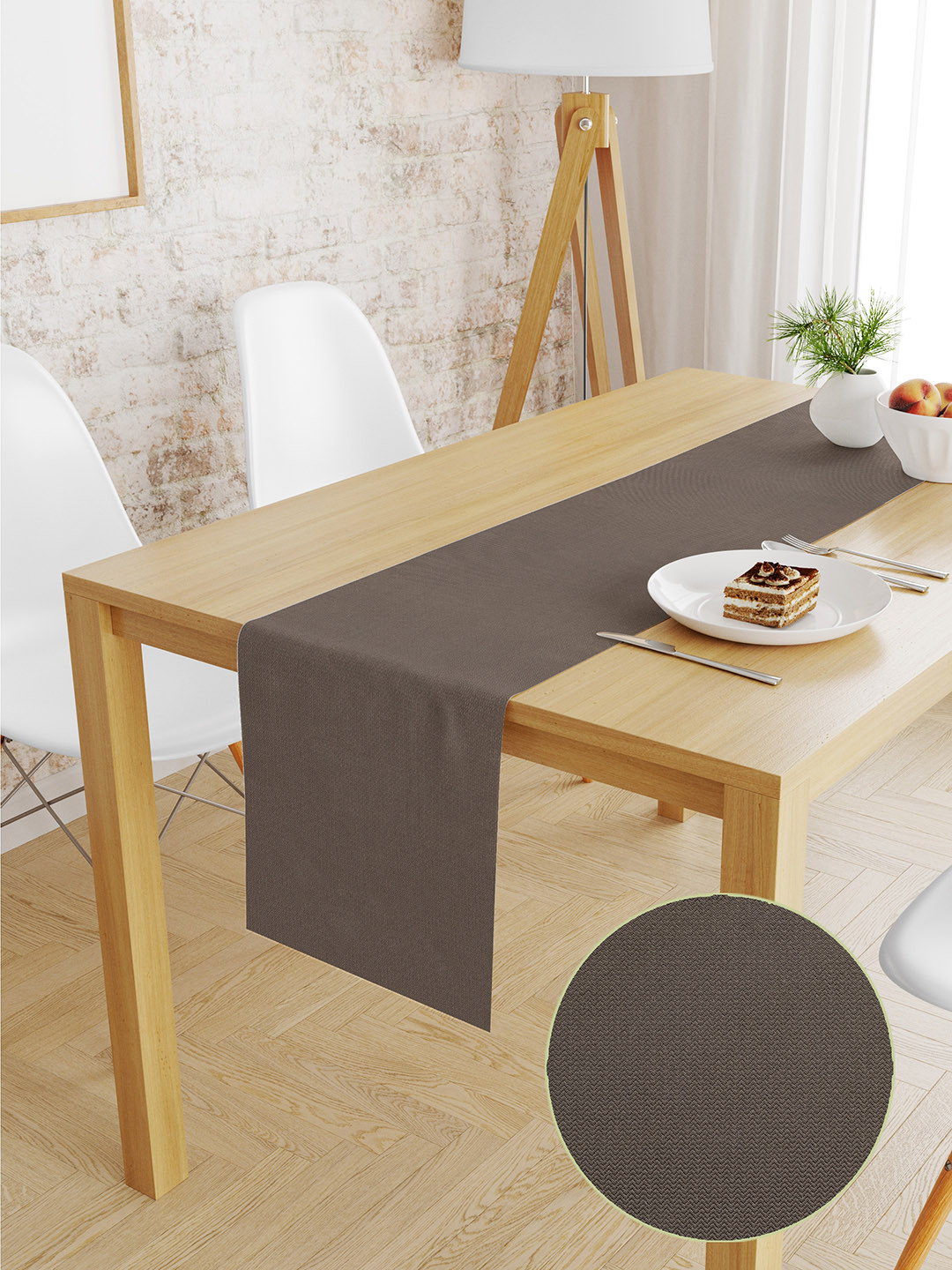 

S9home by Seasons Coffee Brown Solid 6 Seater Table Runner