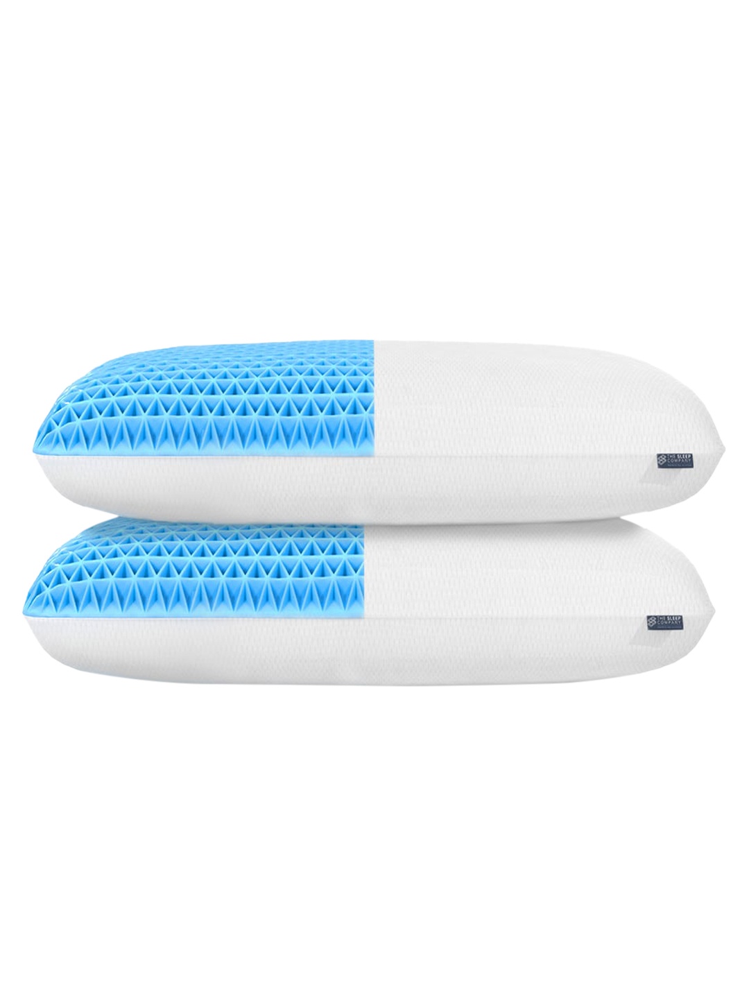 

THE SLEEP COMPANY Set Of 2 White & Blue SmartGRID Premium Hybrid Pillow