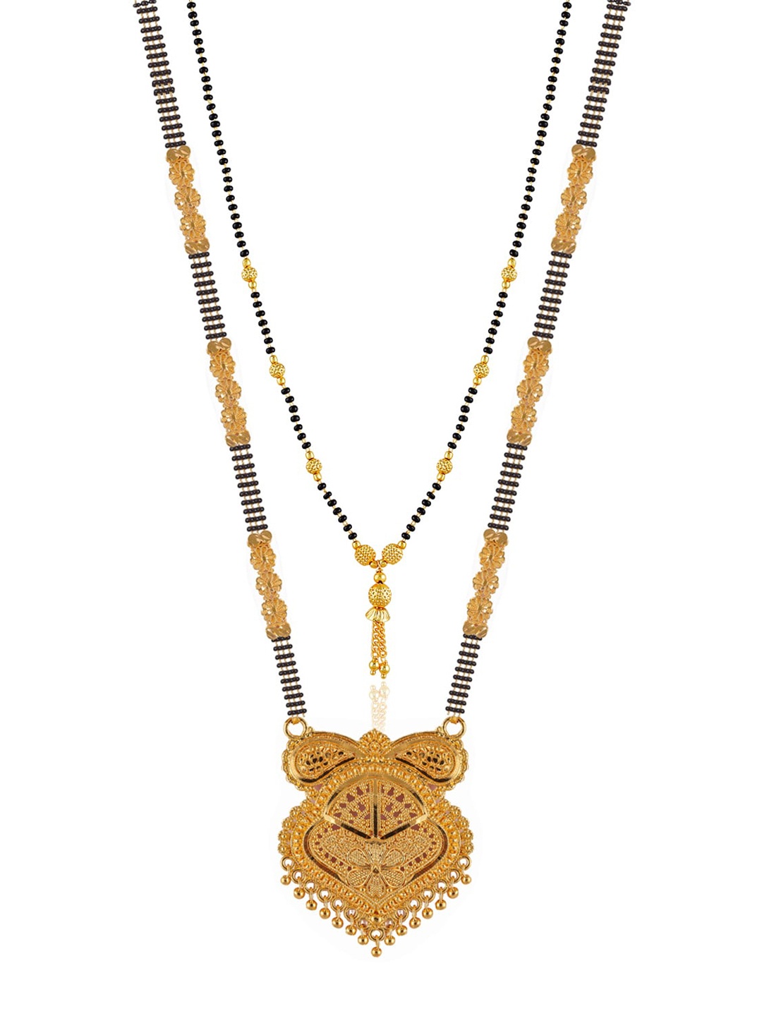 

Brandsoon Set Of 2 Gold-Toned Black & White Beaded Mangalsutra