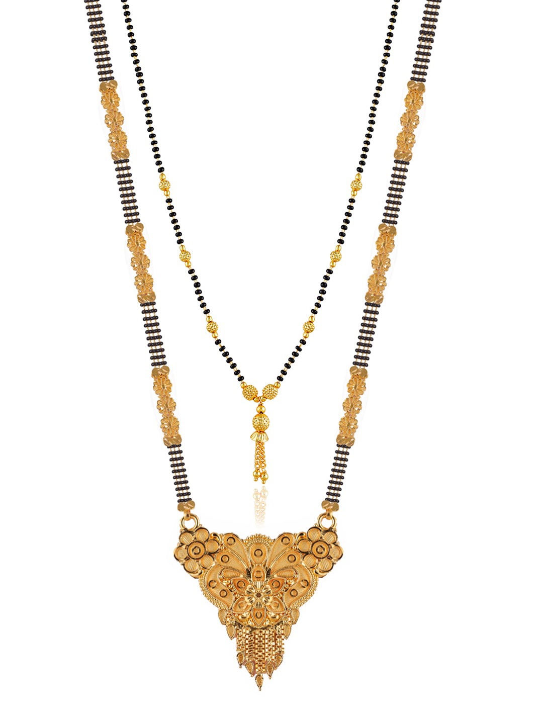 

Brandsoon Set of 2 Gold-Plated Black & White Beaded Mangalsutra