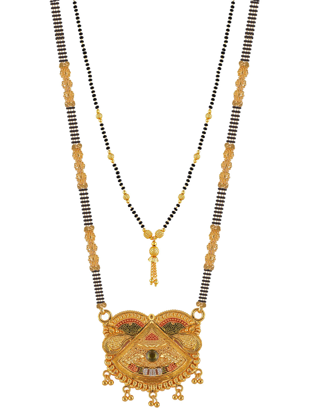 

Brandsoon Set Of 2 Gold-Plated Black & White Beaded Mangalsutra