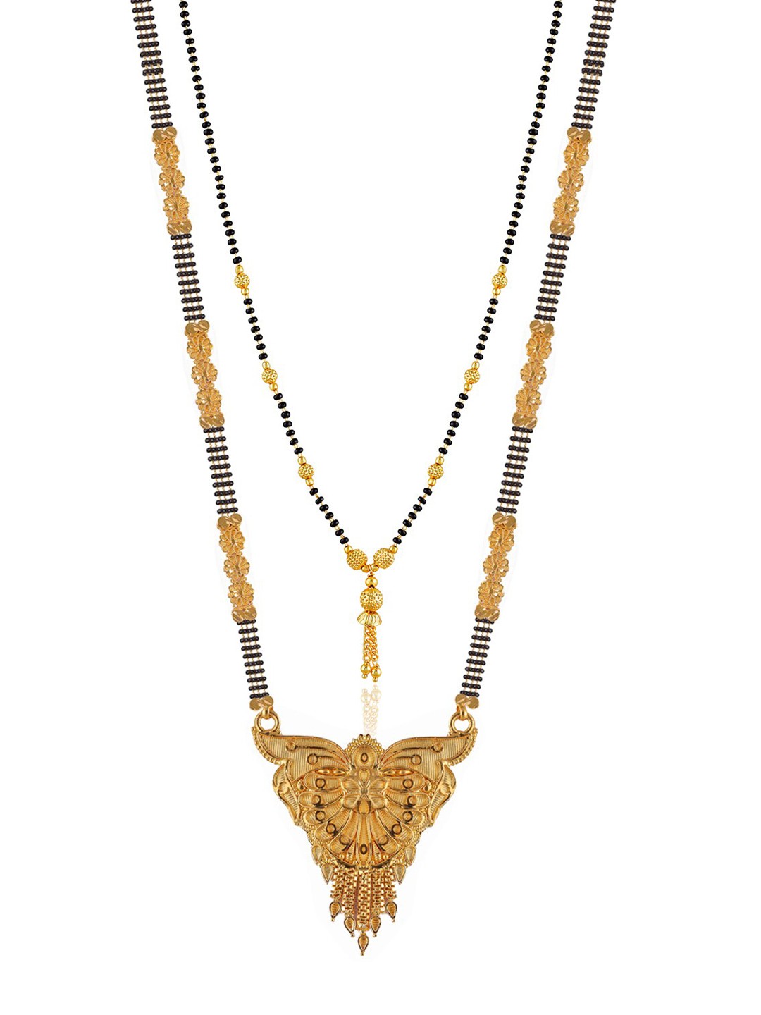 

Brandsoon Set Of 2 Black & White Gold-Plated Beaded Mangalsutra