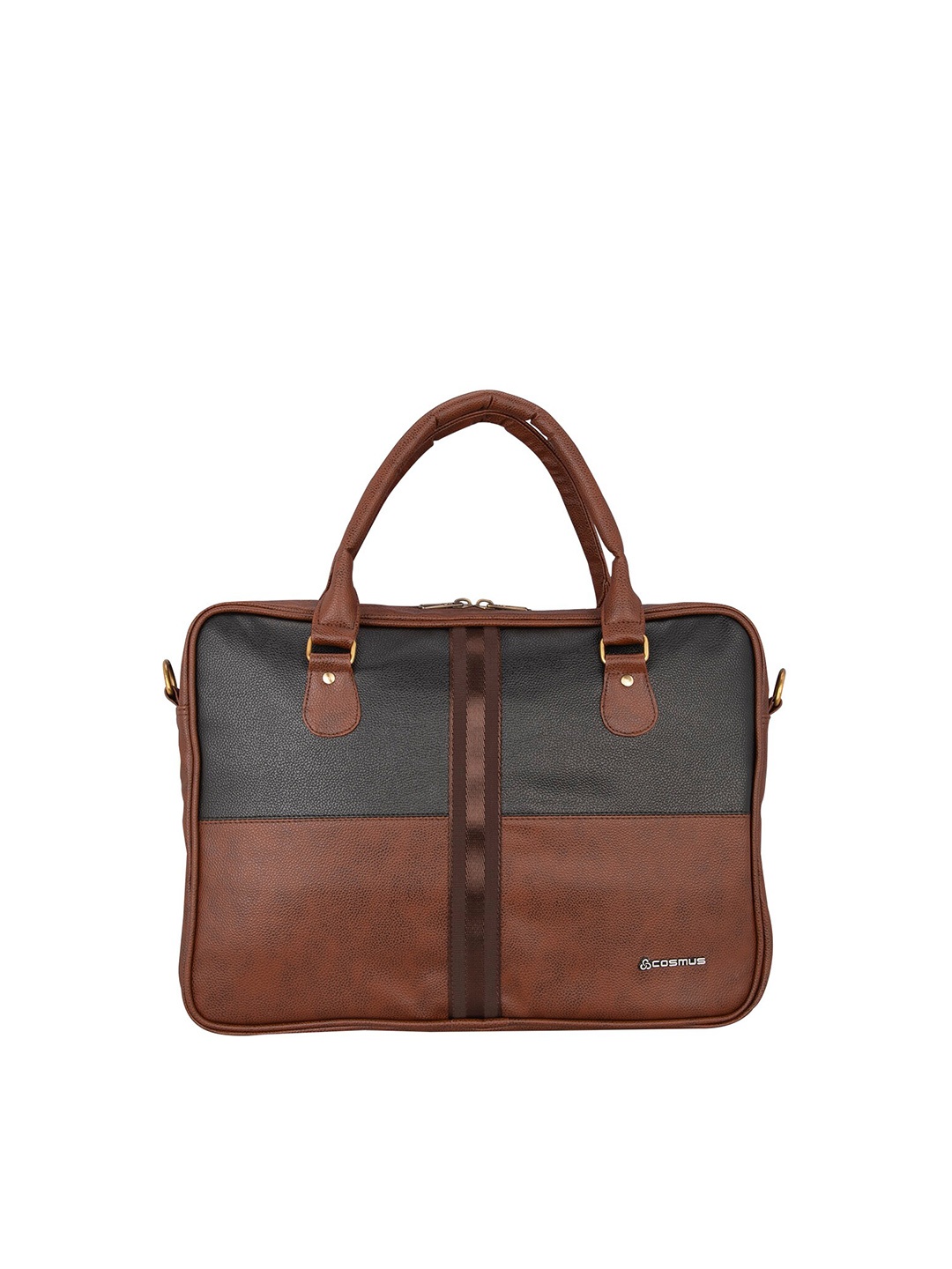

COSMUS Unisex Brown & Black Colourblocked PU Laptop Bag