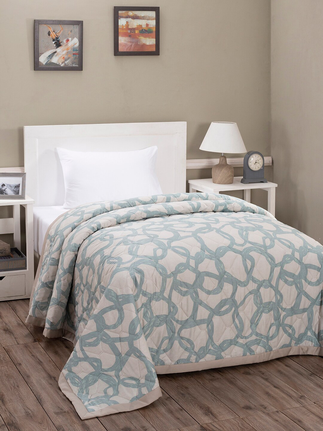 

MASPAR Green & Grey AC Room 110 GSM Single Bed Quilt