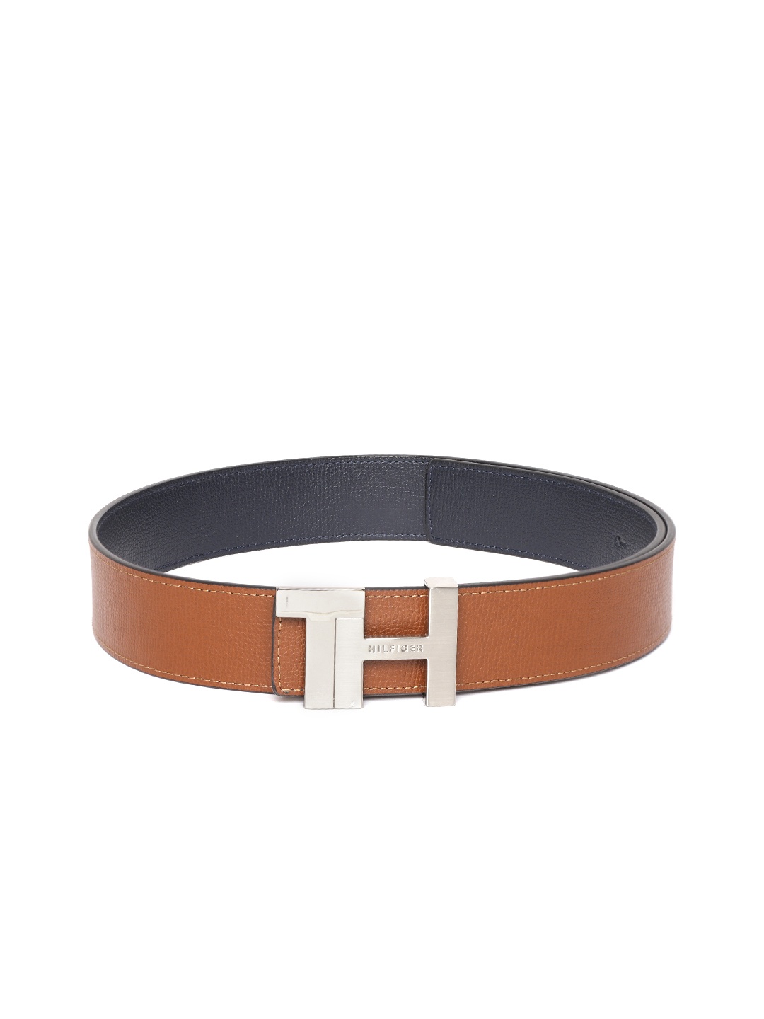 

Tommy Hilfiger Men Navy Blue & Tan Brown Reversible Leather Belt