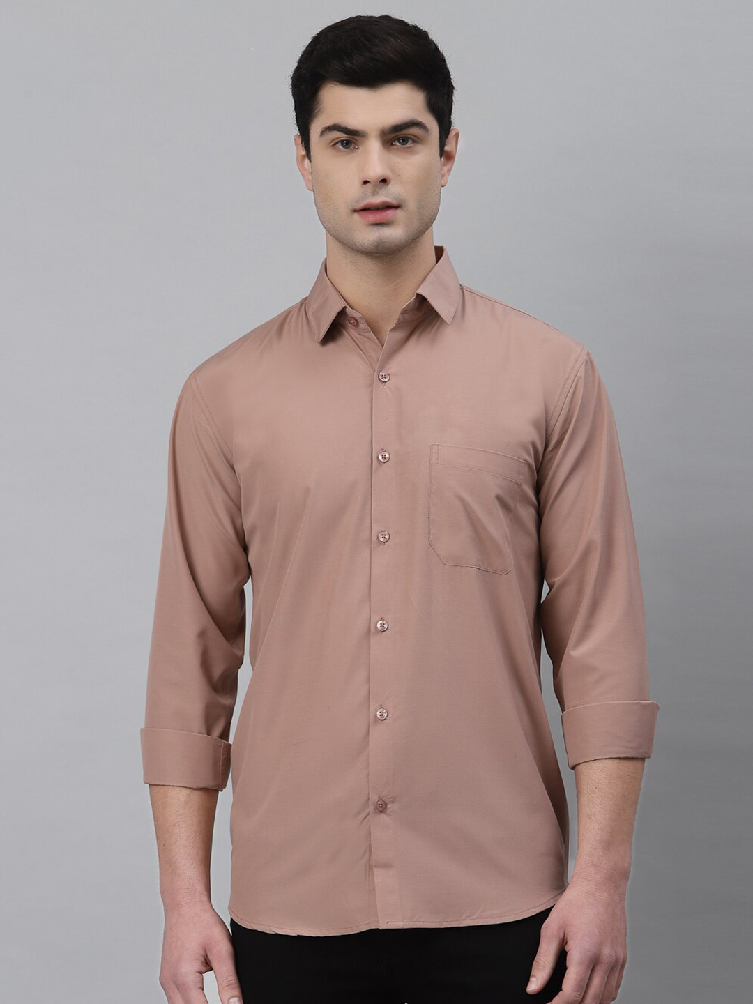 

NEUDIS Men Peach-Coloured Solid Formal Shirt