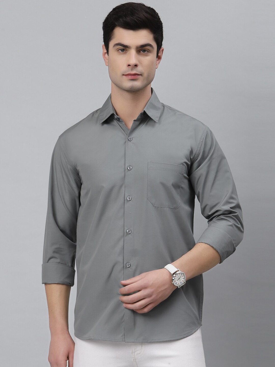 

NEUDIS Men Grey Solid Formal Shirt