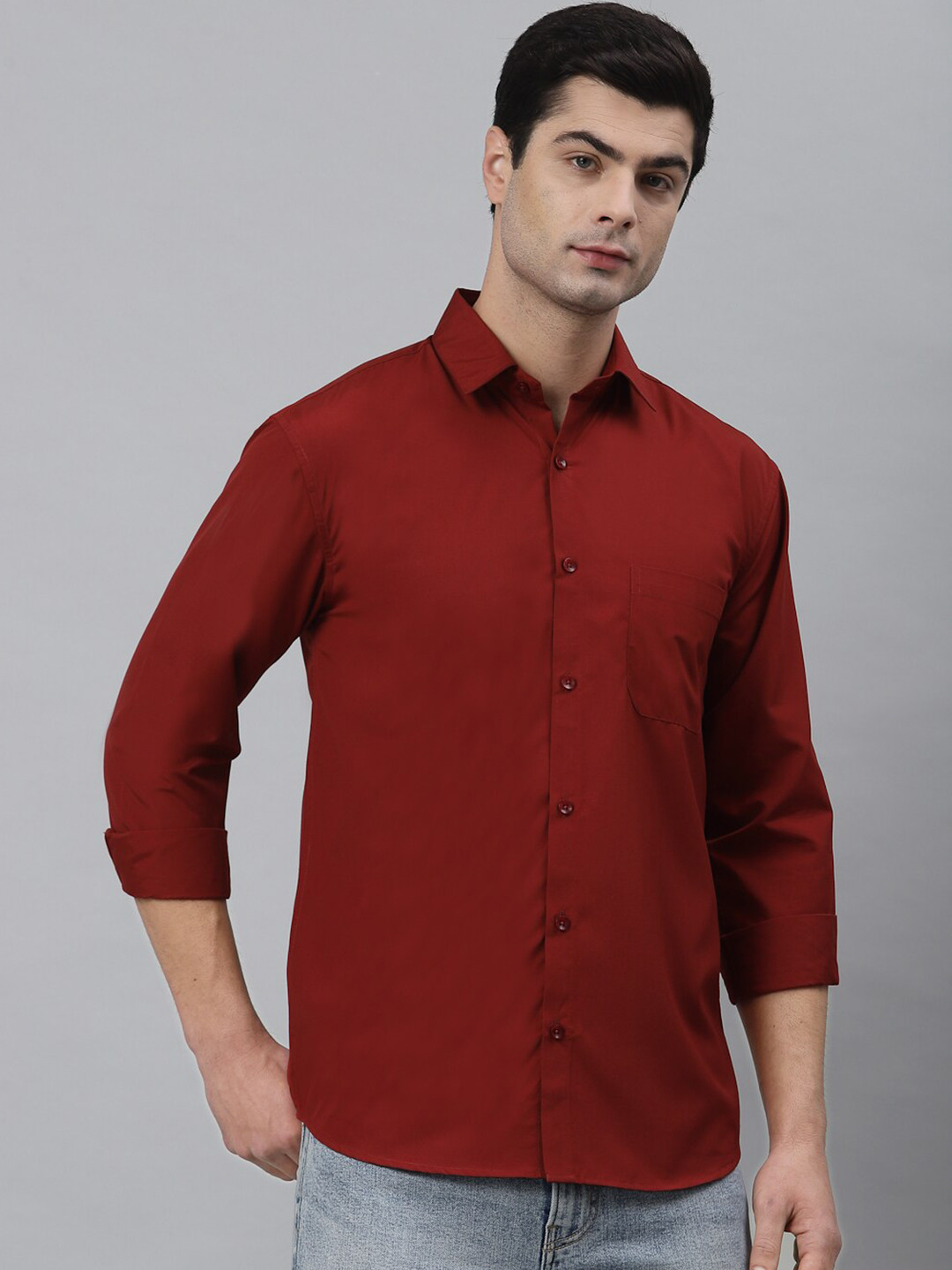 

NEUDIS Men Maroon Classic Checked Formal Shirt