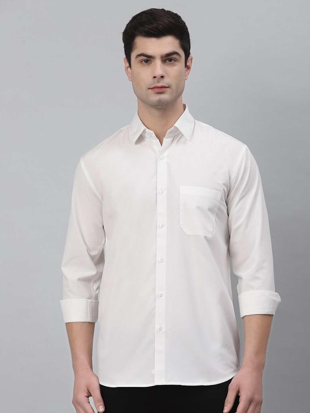 

NEUDIS Men White Solid Classic Formal Shirt