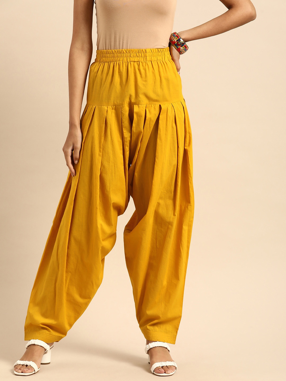 

Anouk Women Mustard Yellow Solid Salwar Pants