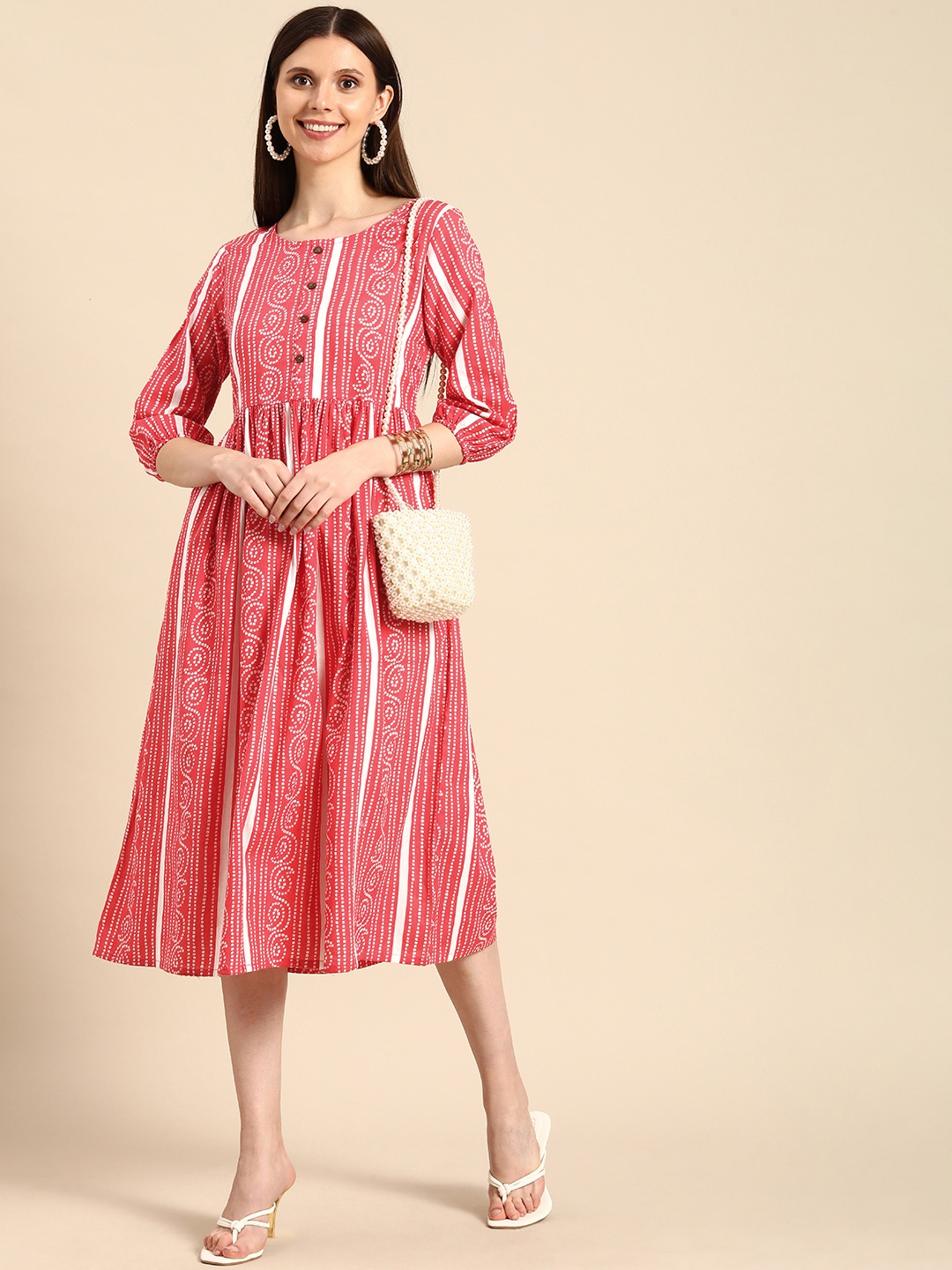

Anouk Orange A-Line Midi Dress