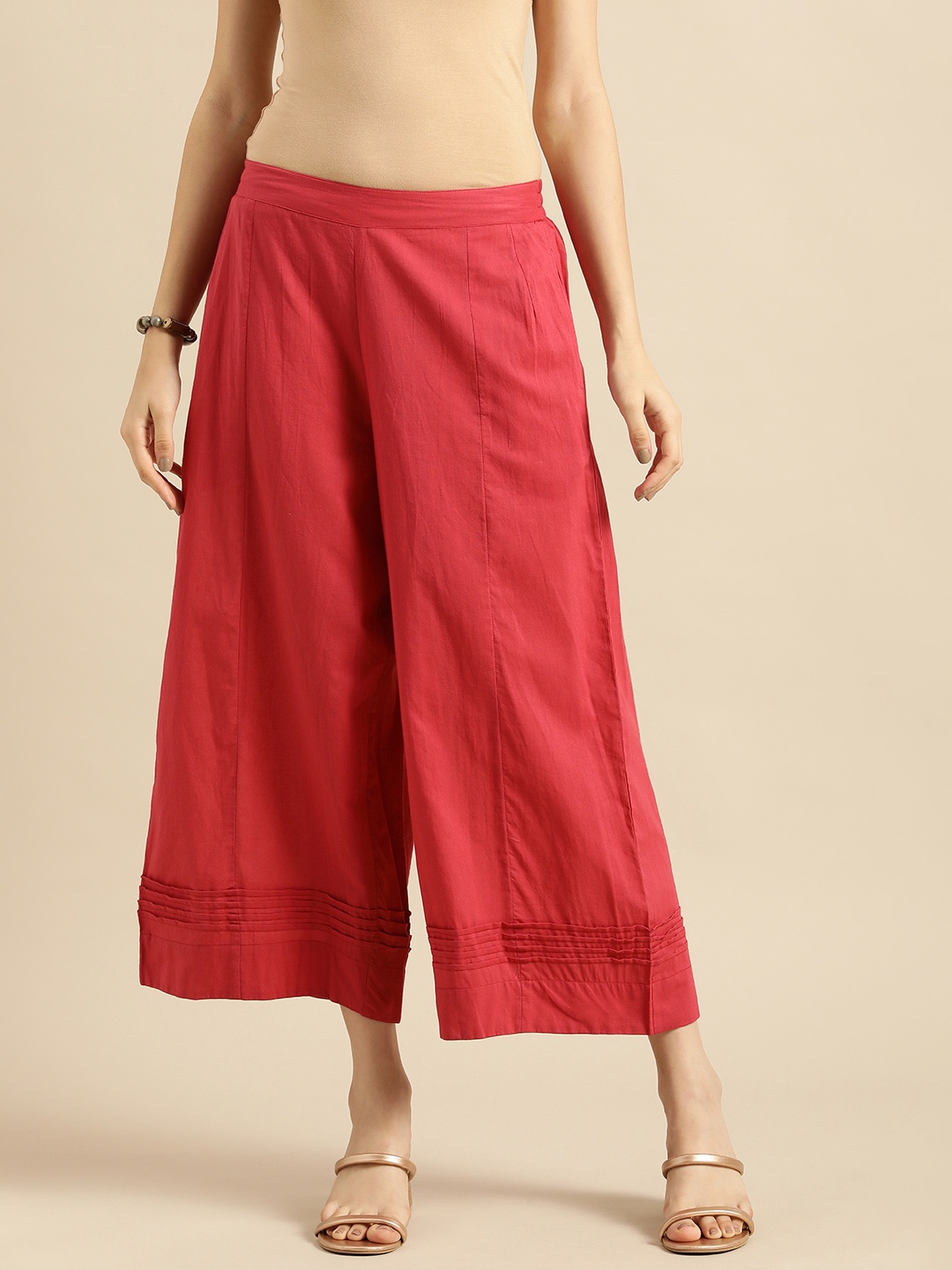 

Anouk Women Red Flared Knitted Ethnic Palazzos