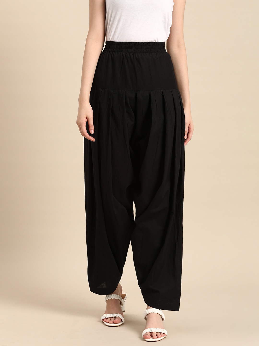 

Anouk Women Black Solid Pure Cotton Salwar