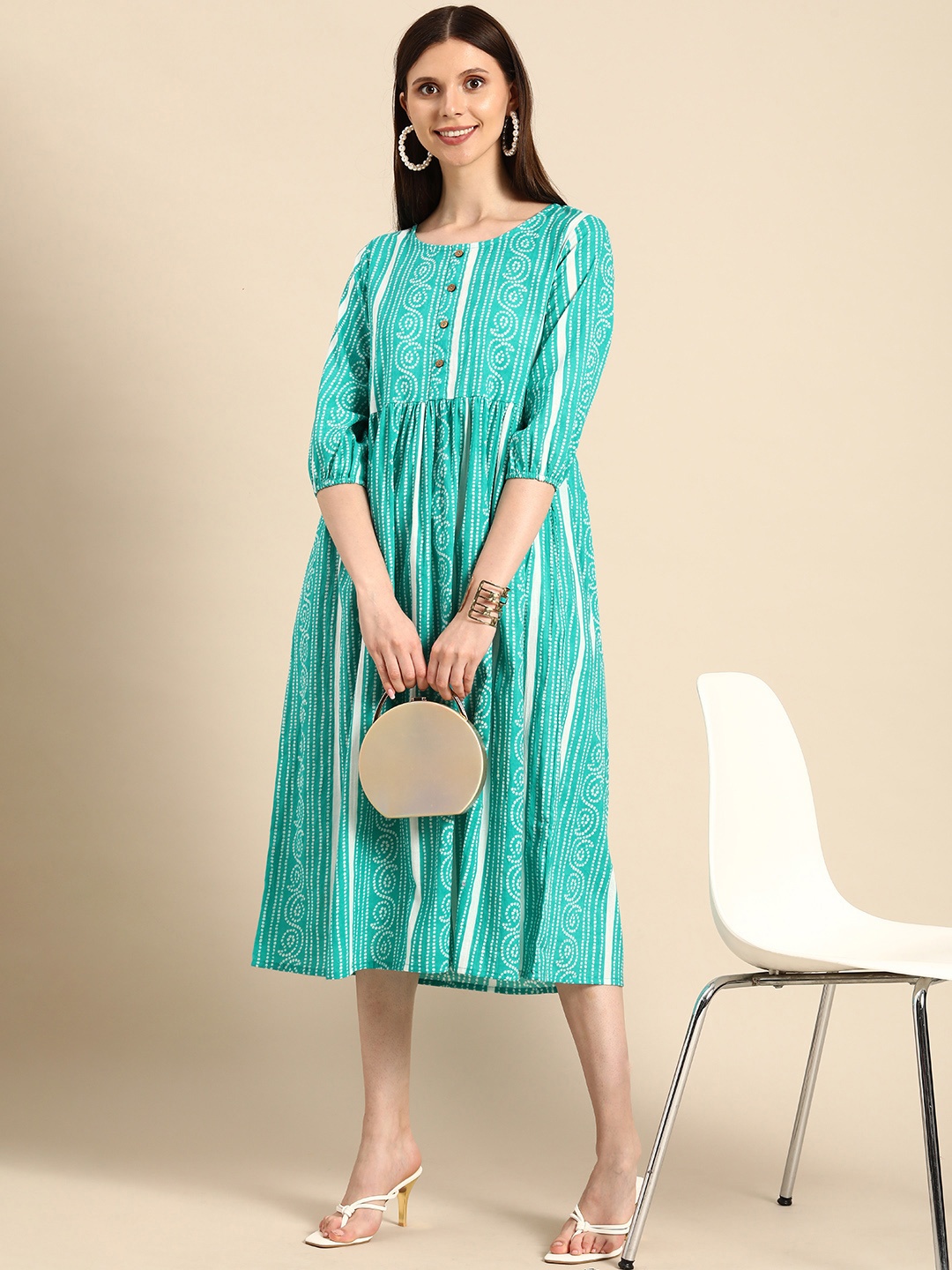 

Anouk Blue A-Line Midi Dress