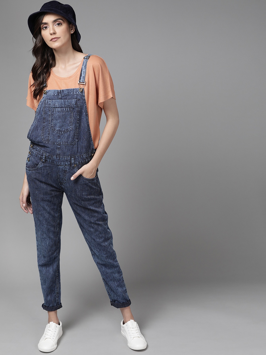 

The Roadster Lifestyle Co Women Blue Skinny Fit Denim Dungarees