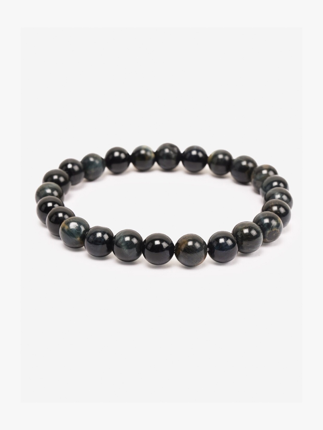 

BuckleUp Unisex Black Tigers Eye Round Beaded Bracelet