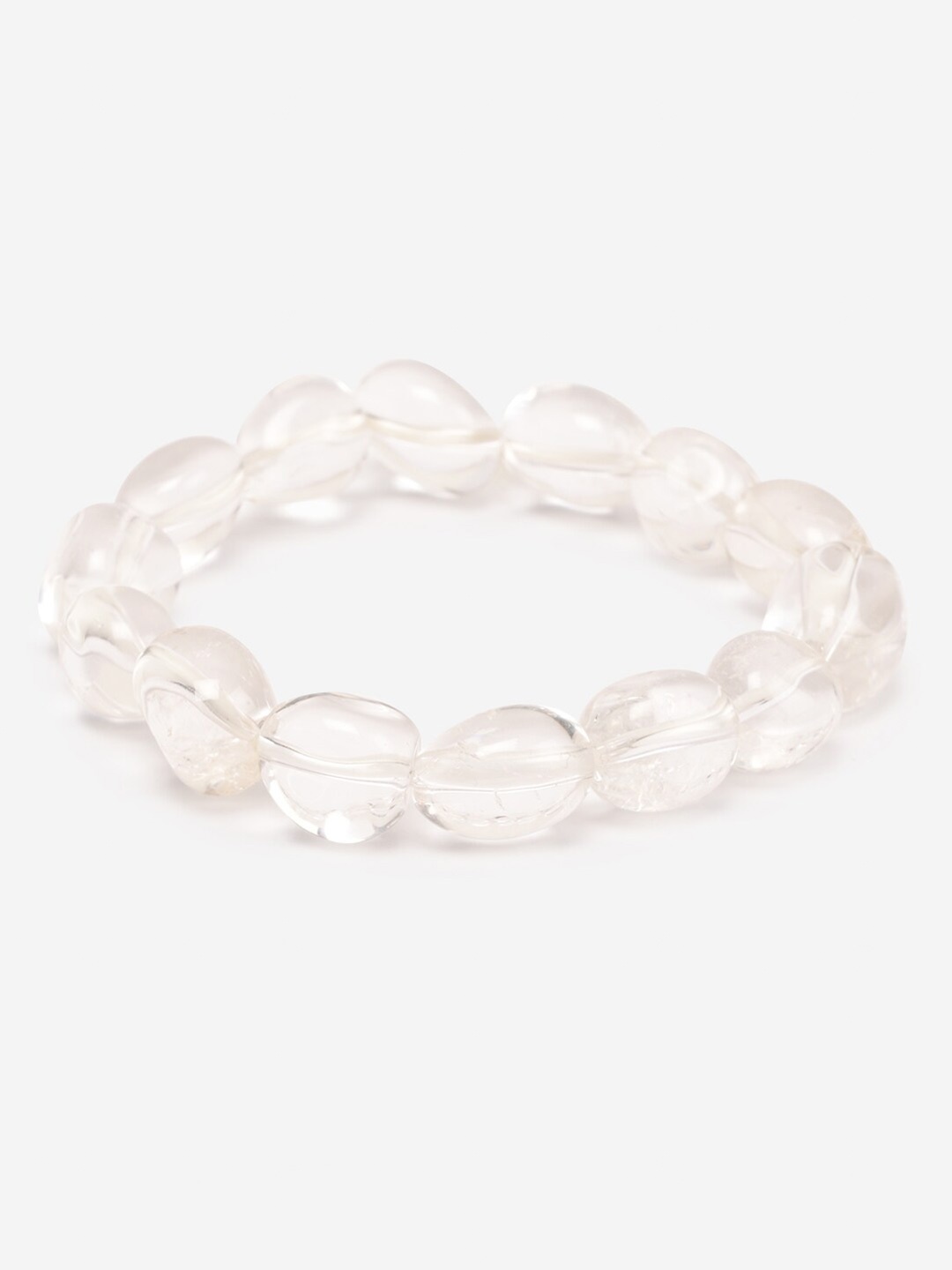 

BuckleUp Unisex Transparent Quartz Oval Bead Bracelet