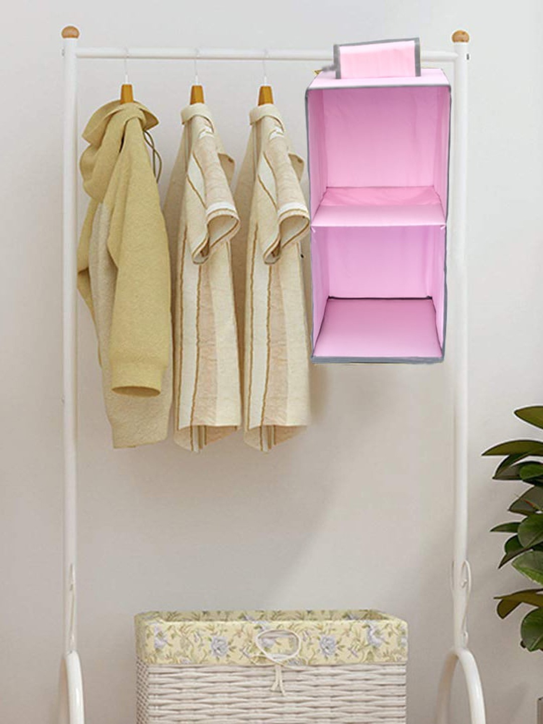 

Kids Clan Kids Pink Solid 2 Shelves Hanging Wardrobe Organiser