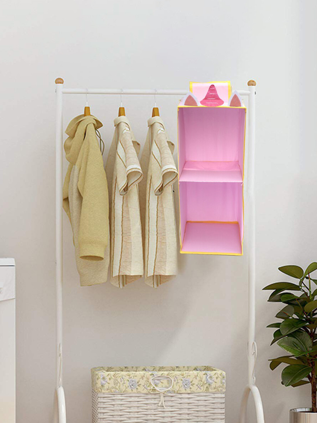

Kids Clan Kids Rose Solid Hanging Foldable Wardrobe Organizer, Pink