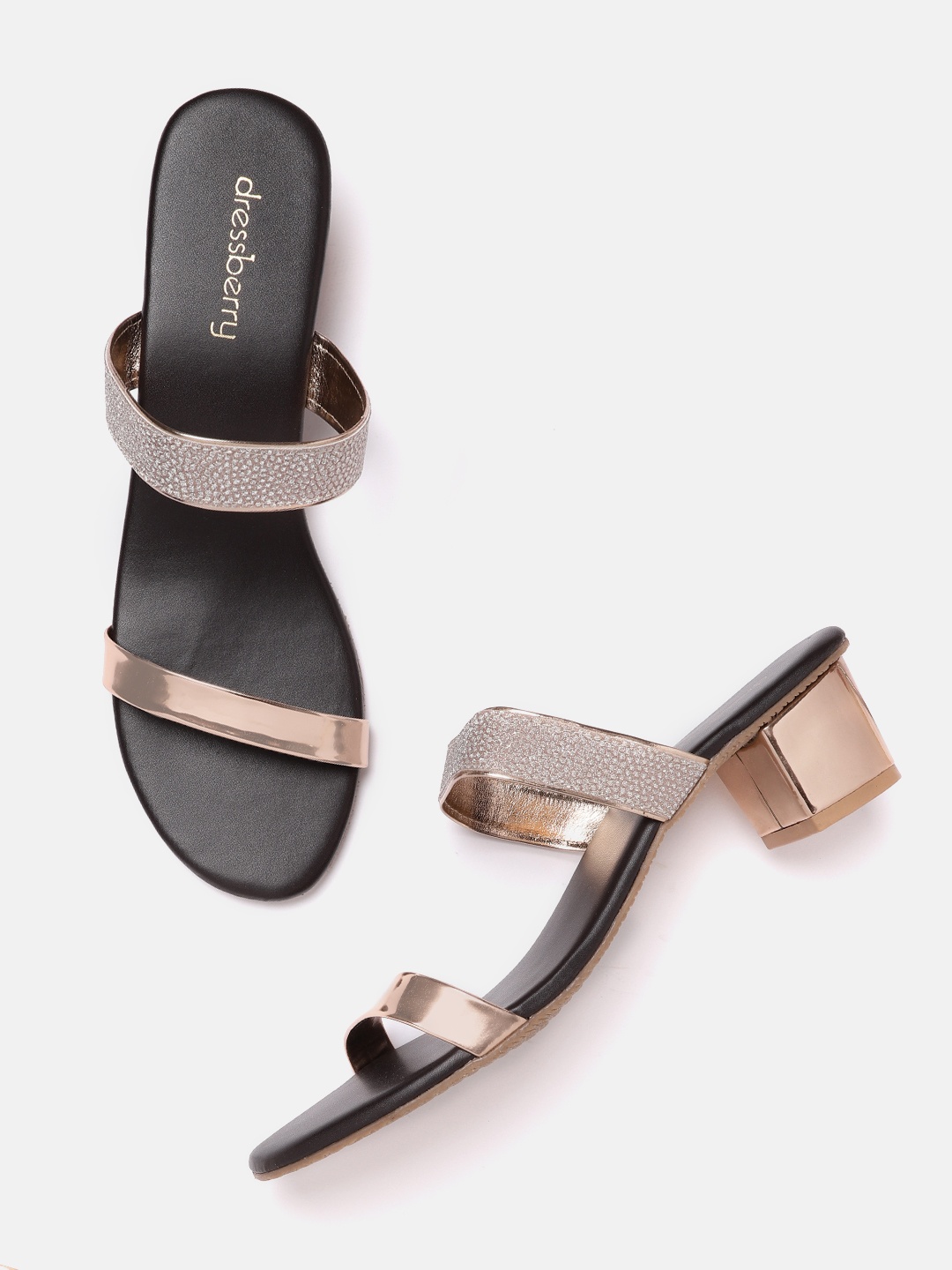 

DressBerry Rose Gold-Toned Shimmer Block Heels