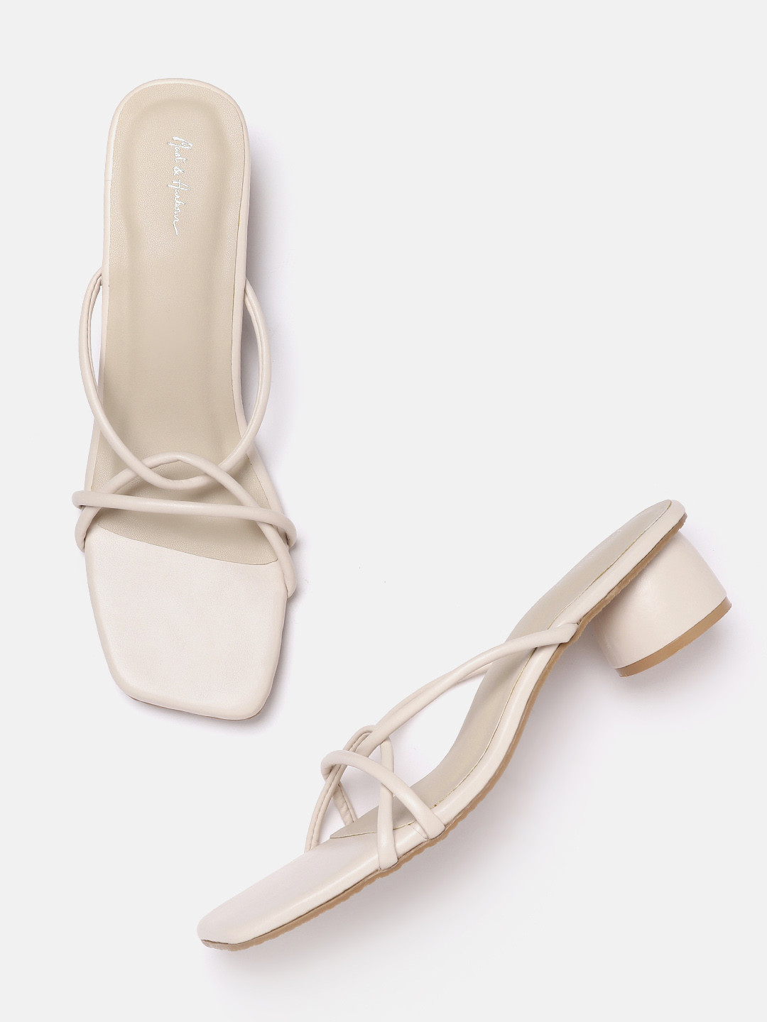 

Mast & Harbour Women Off-White Solid Block Heels
