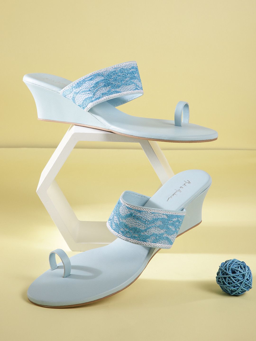 

Mast & Harbour Women Blue Woven Design Wedges