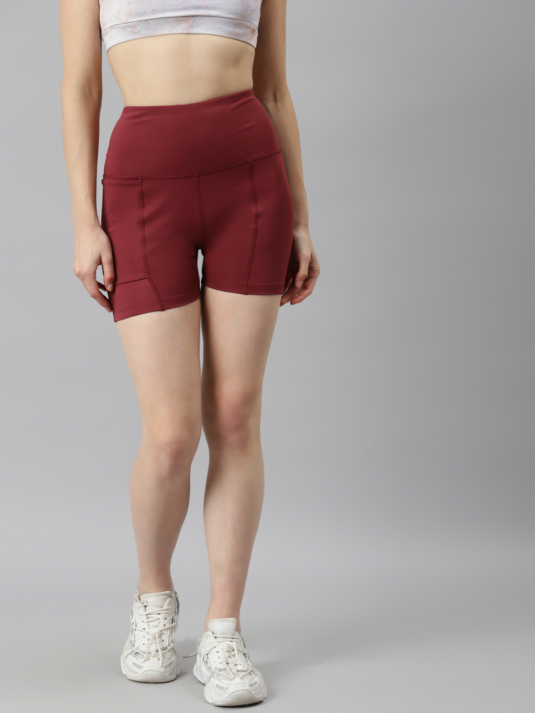 

PICOT Women Maroon Skinny Fit High-Rise Biker Shorts