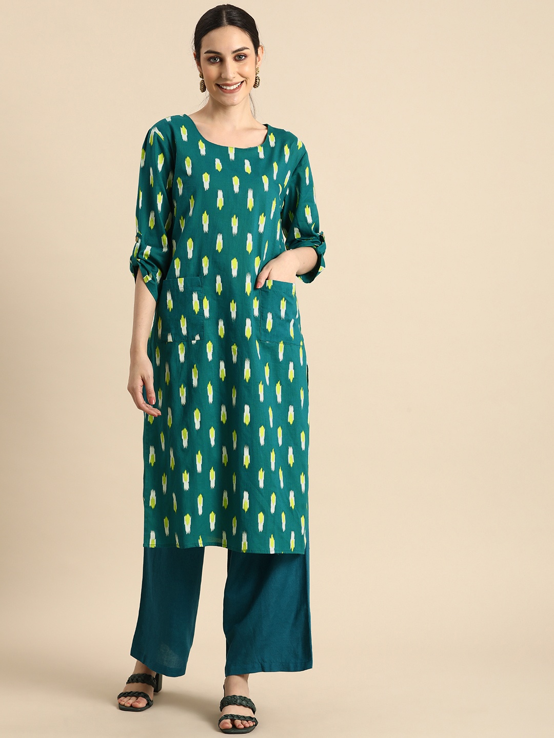 

Anouk Women Green Printed Kurta