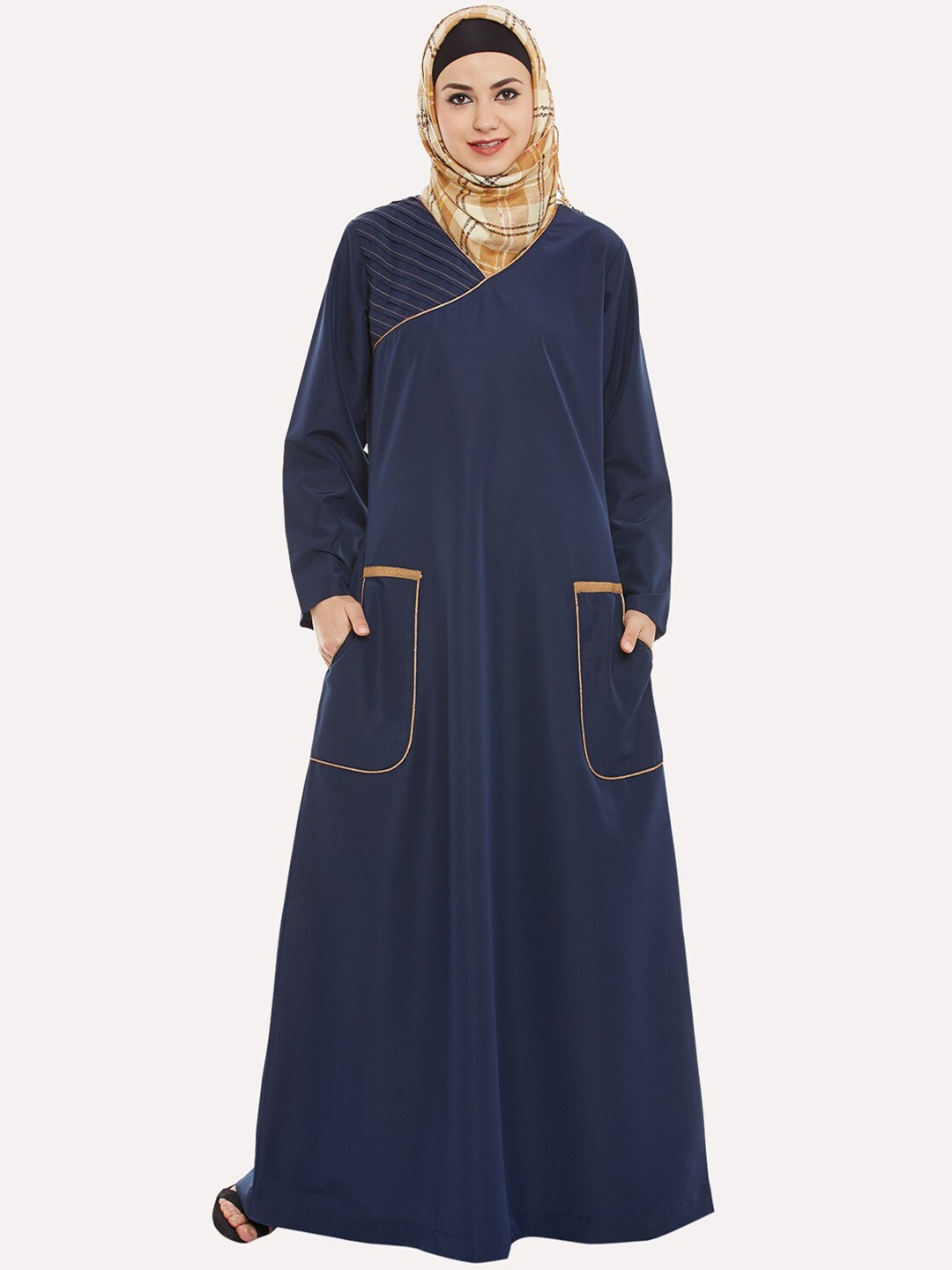 

MOMIN LIBAS Women Navy Blue Solid Abaya Burqa
