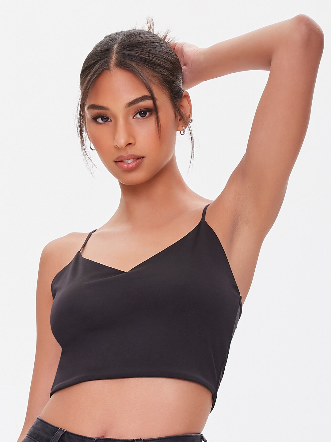 

FOREVER 21 Women Black Solid Bralette Crop Top