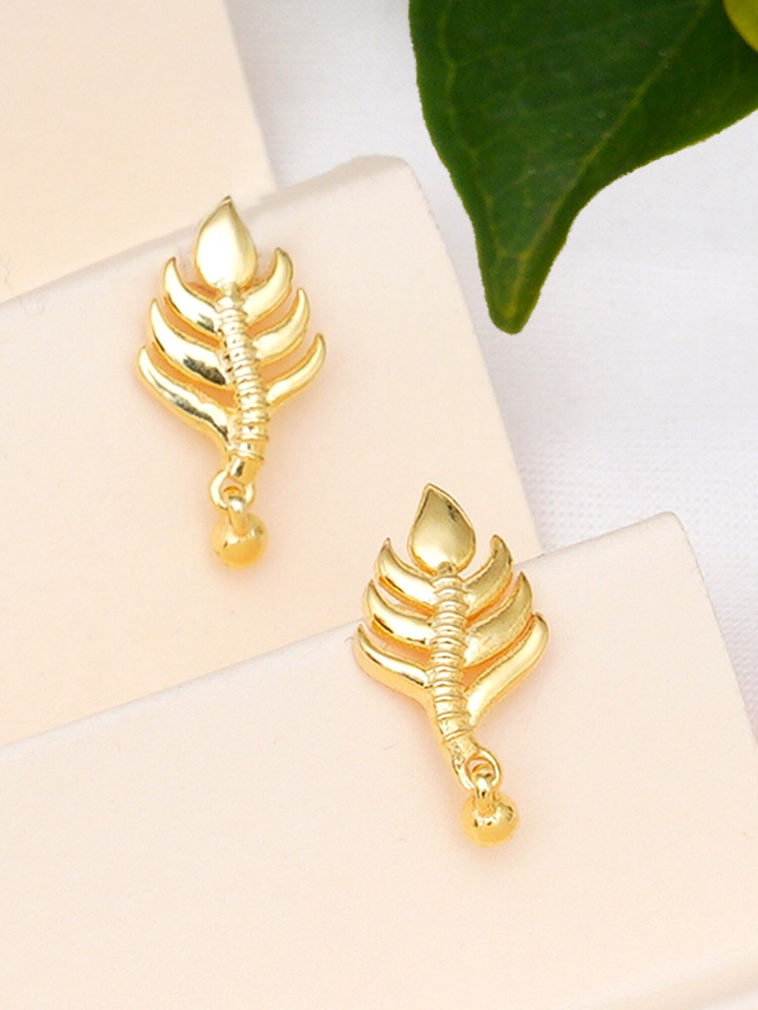 

KUNUZ Gold-Toned Contemporary Drop Earrings