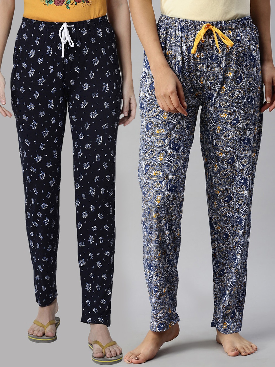 

Kryptic Women Navy Blue Pack Of 2 Printed Pure Cotton Lounge Pants