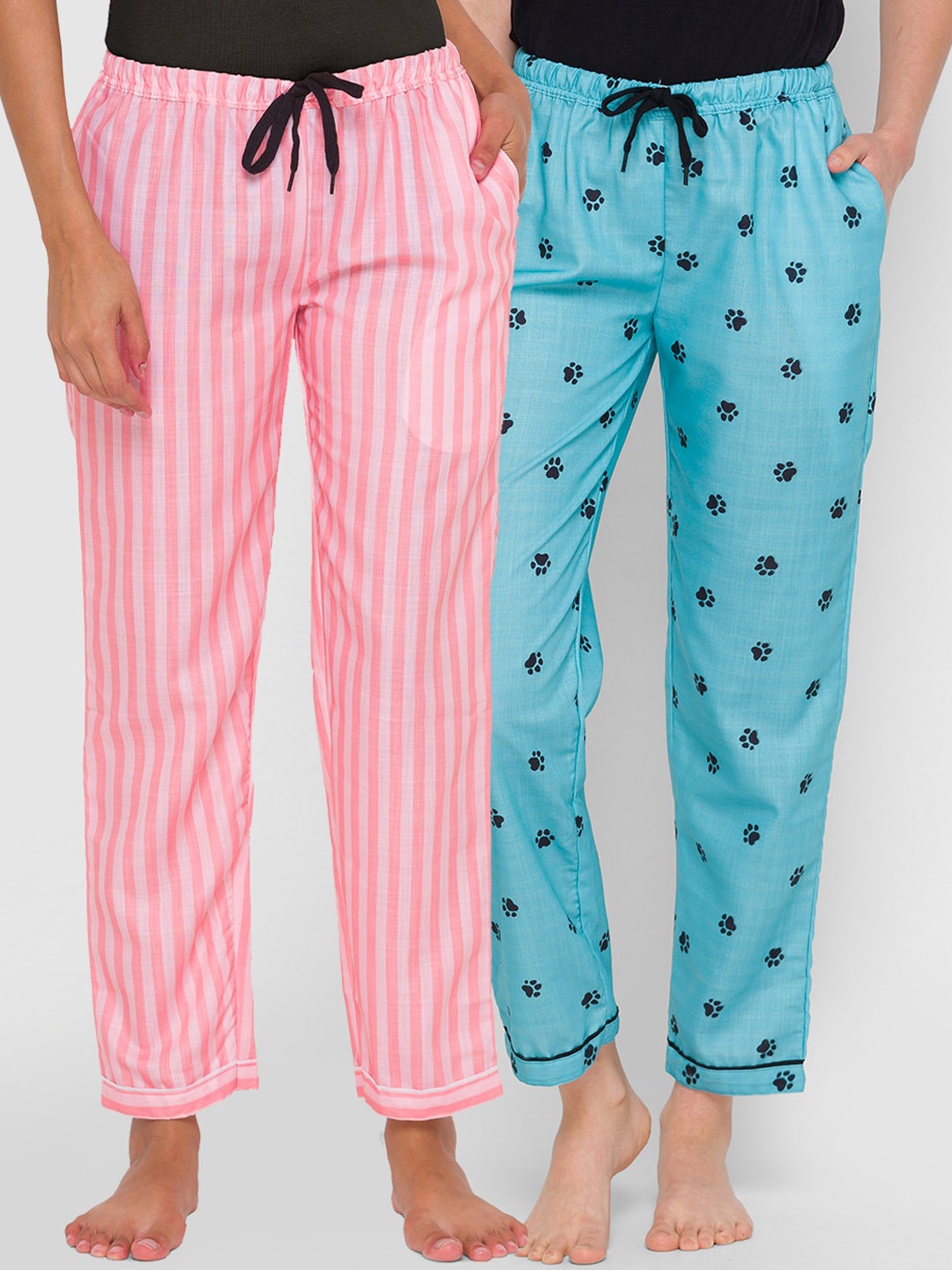 

FashionRack Women Pink & Blue Pack of 2 Cotton Lounge Pants