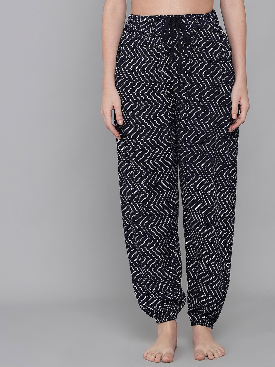 

ANTI CULTURE Women Grey Melange & White Printed Lounge Pants