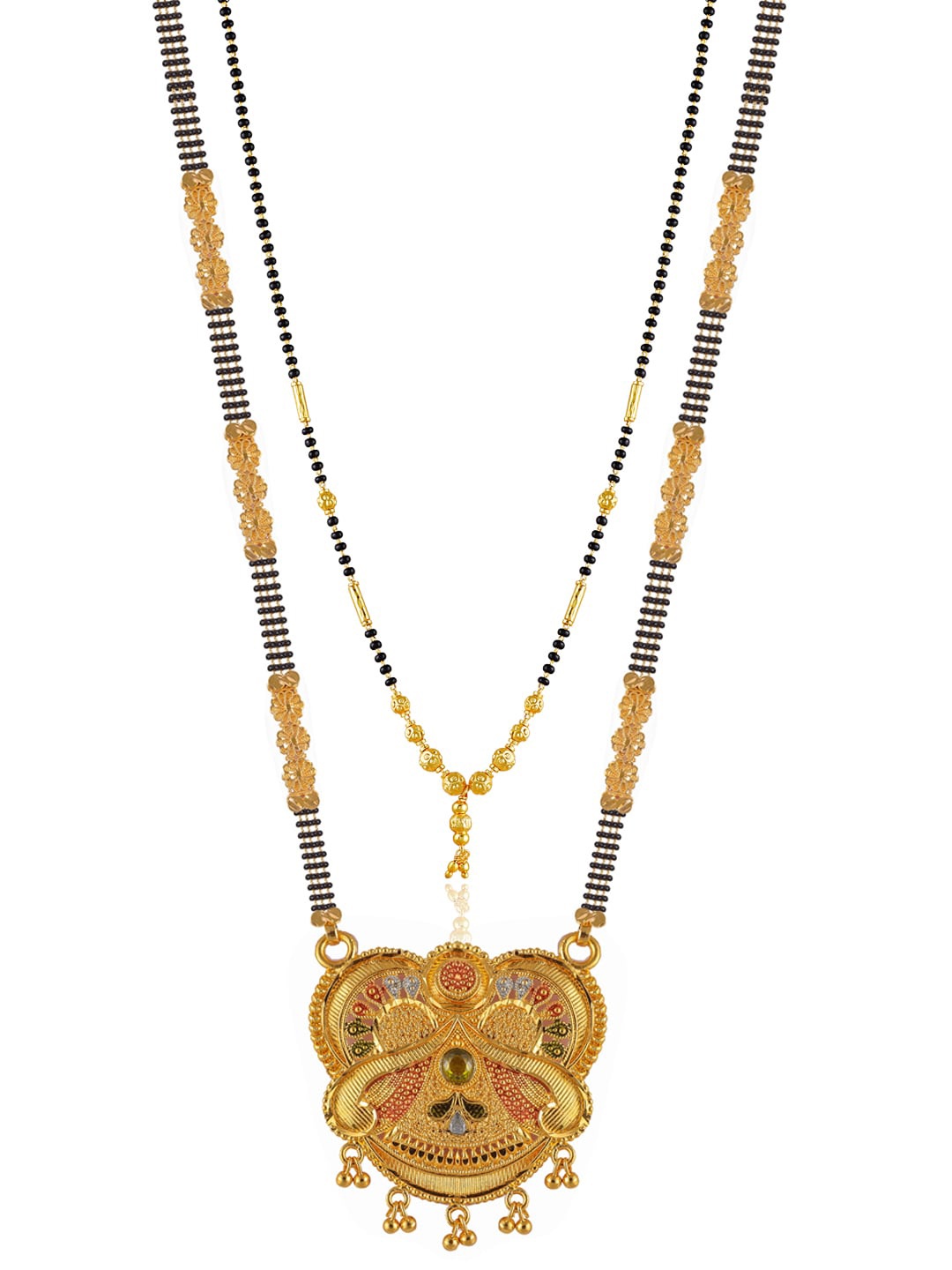 

Brandsoon Set Of 2 Gold-Plated Black & White Beaded Mangalsutra