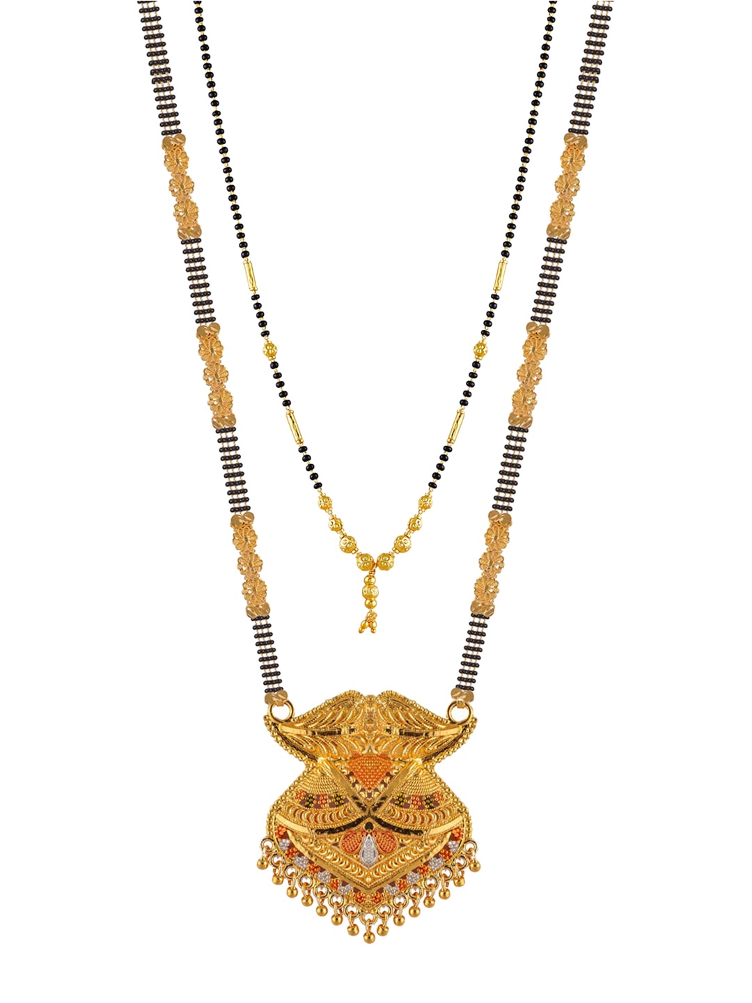 

Brandsoon Set Of 2 Gold-Plated & Black Beaded Mangalsutra