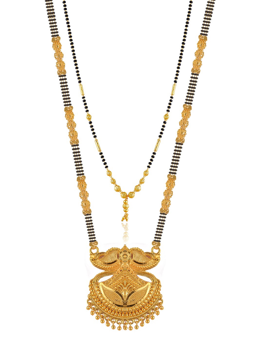 Brandsoon Set Of 2 Gold-Plated Black & White Beaded Mangalsutra