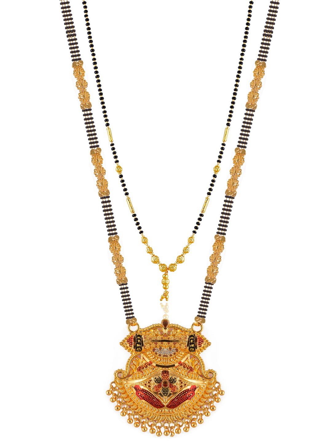 

Brandsoon Set Of 2 Gold-Plated Black Beaded Mangalsutra