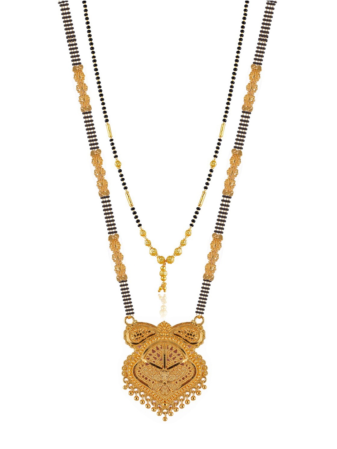 

Brandsoon Set Of 2 Gold-Toned Black Beaded Mangalsutra